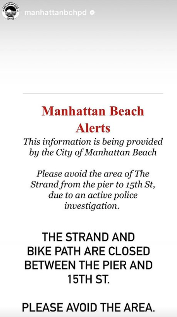 Manhattan Beach City (@citymb) on Twitter photo The Strand and bike path are closed between the Pier and 15th Street. Please avoid the area. <a href="/manhattanbchpd/">Manhattan Beach PD</a> The Strand and bike path are closed between the Pier and 15th Street. Please avoid the area. <a href="/manhattanbchpd/">Manhattan Beach PD</a>