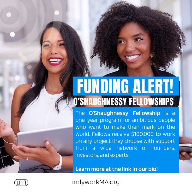 In today's newsletter, we shared funding opportunities for entrepreneurs. Check out The O'Shaughnessy Fellowship, which awards $100,000 to grantees to work on any project they choose. Sign up at the link in our bio to receive our newsletters!