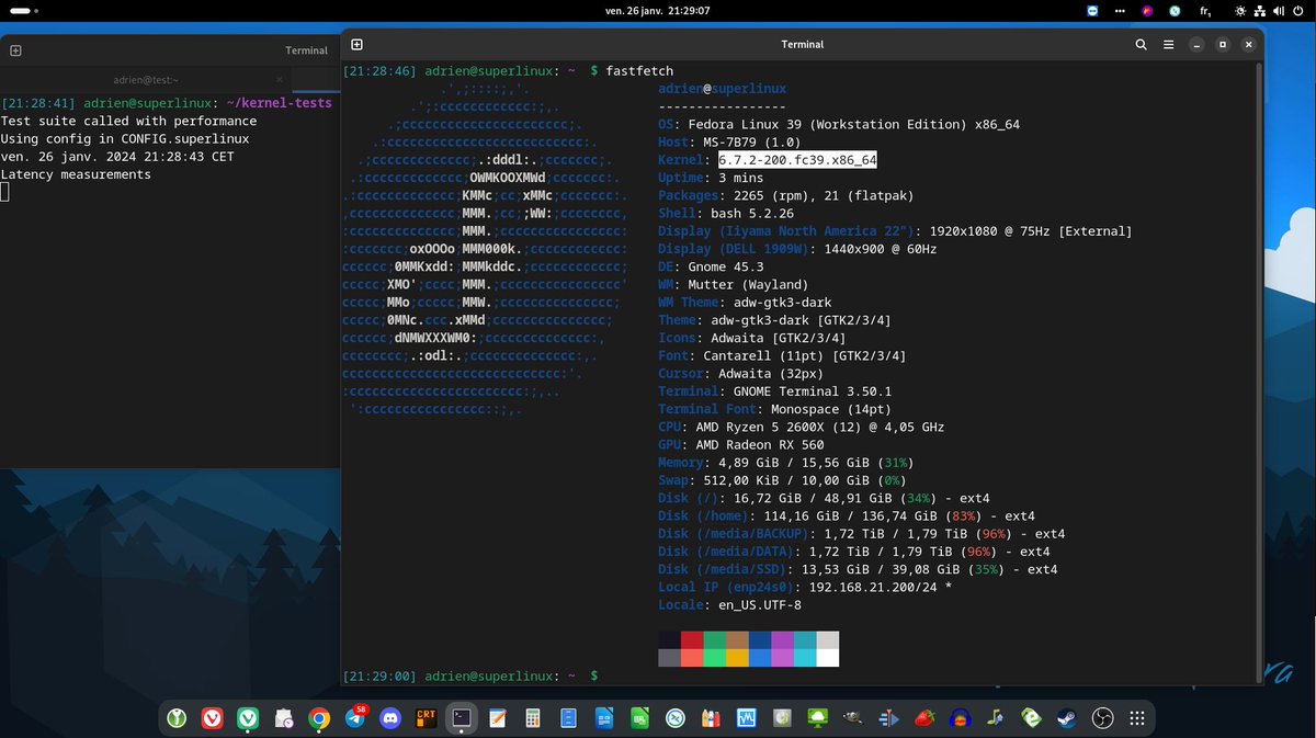 _adriend_'s tweet image. #Fedora #Kernel #TestDays : tout roule !