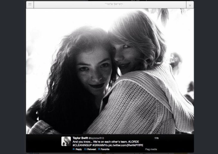 10 years ago today, taylor swift via twitter: 

And you know... We're on each other's team. #LORDE #CLEANINGUP #GRAMMYs   

january 26, 2014