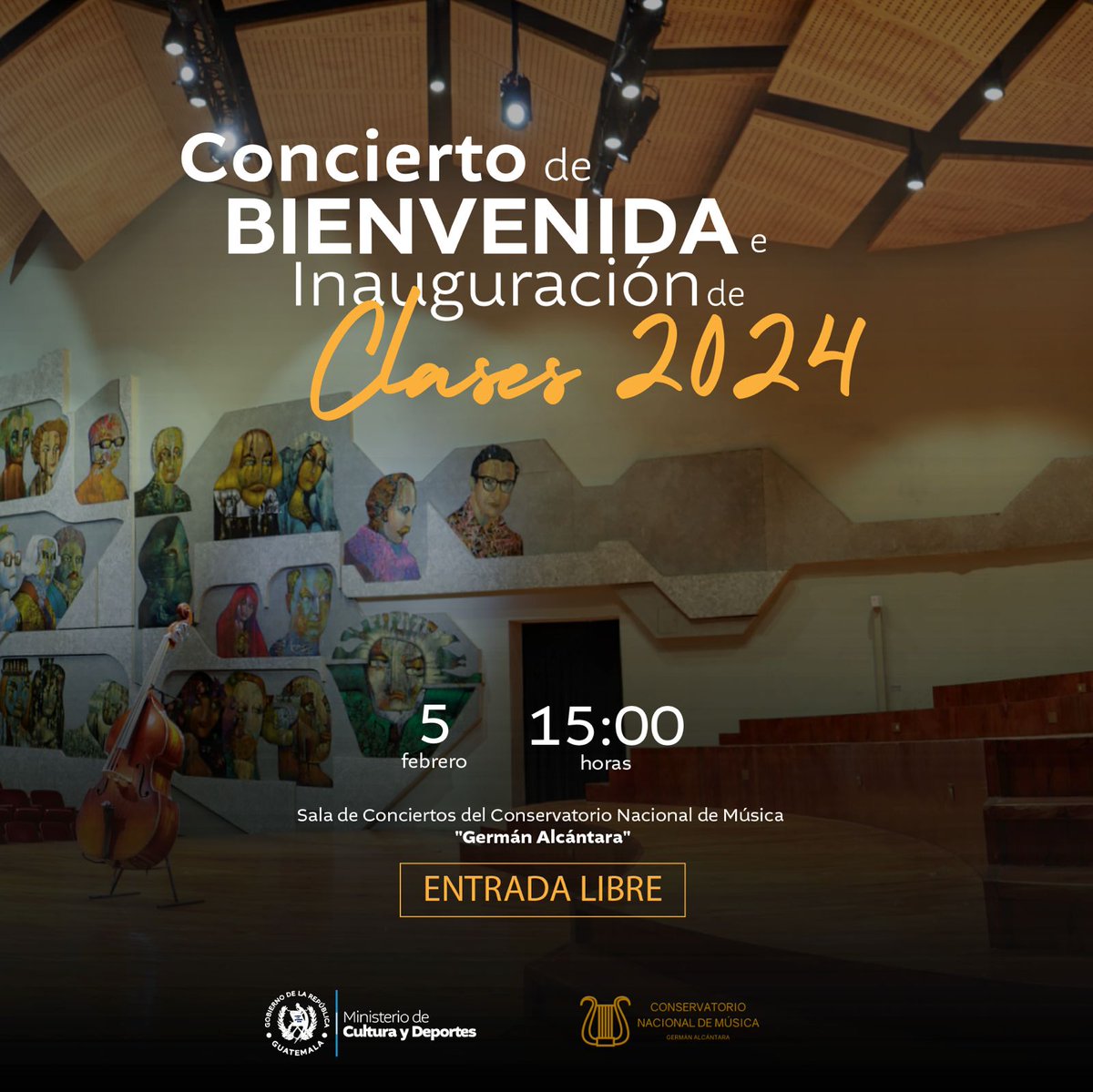 formarteGT's tweet photo. ¡Te esperamos! Este 5 de febrero no te puedes perder el Concierto de bienvenida e inauguración de clases 2024 del Conservatorio Nacional de Música "Germán Alcántara". Entrada libre.

#3milAñosRiquezaCulturalGT #CulturaMotorDesarrolloGT #GuatemalaAvanza #FormarteGT https://t.co/lUSXmrtILs