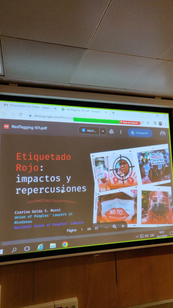 La Comision de Justicia Penal Internacional y DDHH ha celebrado en el <a href="/ICABarcelona/">ICAB · Advocacia Barcelona</a> una charla con Czarina Musni (Filipinas) y Juan Carlos Gutierrez (Venezuela) abogados perseguidos y amenazados por ejercer su profesion y se ha comprometido a denunciar regularmente estos casos