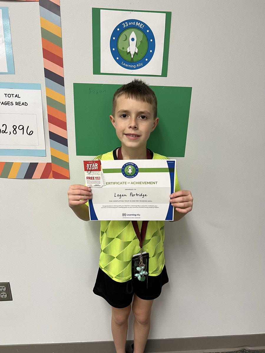 almefford's tweet image. Congratulations to Logan for completing your 33 and Me! Reading goal - 20 minutes a day for 33 days! #hayeshawks #katyisddyslexia #learningally