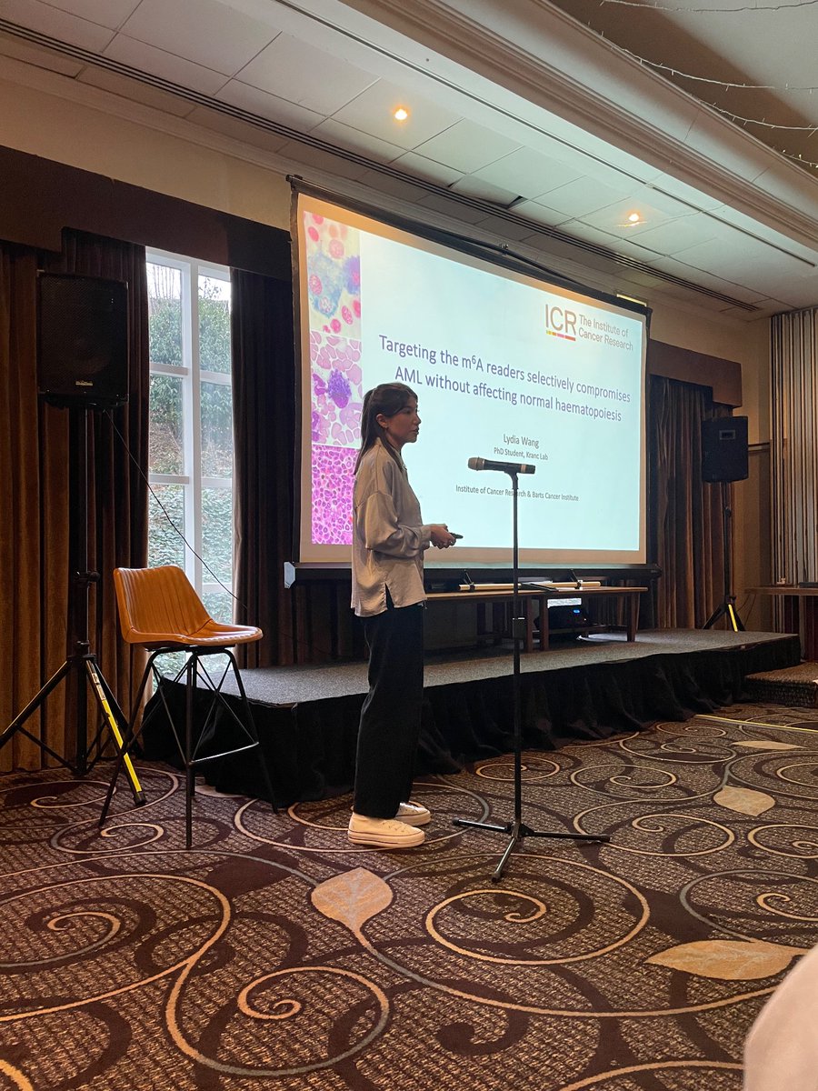 hannahjlawson's tweet image. Couldn’t be prouder of the bday girl @LydiaMWang1 who smashed her talk at #RNAUK2024 on our project targeting m6A RNA readers in AML @BCI_RNAHUB @ICR_London @kamilkranc 🔥🔬