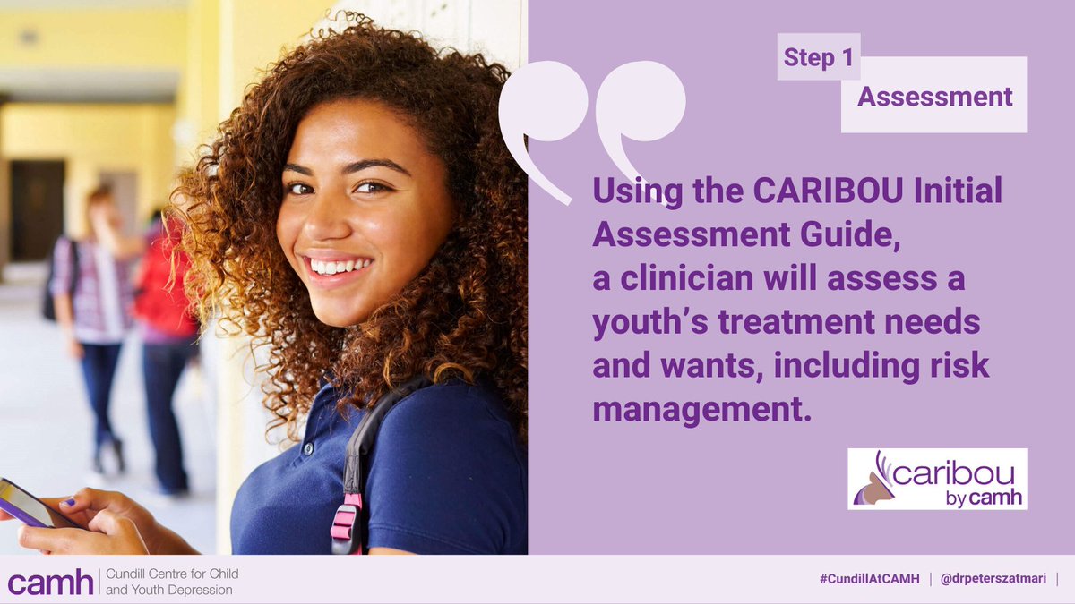 The #CundillatCAMH CARIBOU Initial Assessment Guide was created to support clinicians working with youth with depression. Visit the CARIBOU website for more information on all the steps of this treatment pathway: camh.ca/en/professiona…