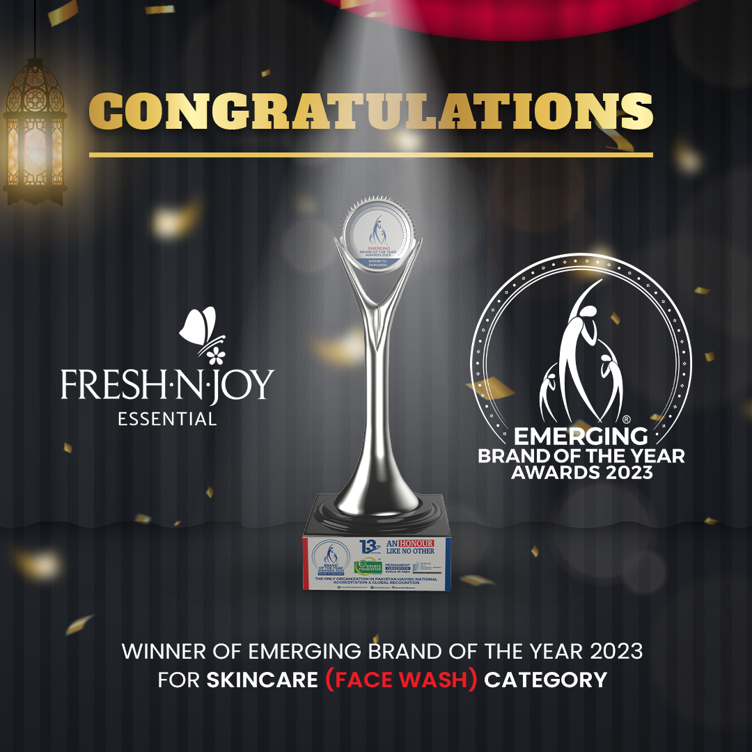 Celebrating a momentous achievement! 🏆 Fresh N Joy is honored to be crowned the Emerging Brand of the Year 2023 in the skincare (face wash) category. Thank you for making us your choice! 💚✨

@freshnjoypakistan
freshnjoy.com.pk

#BOYA23 #brandAwards2023 #freshnjoy