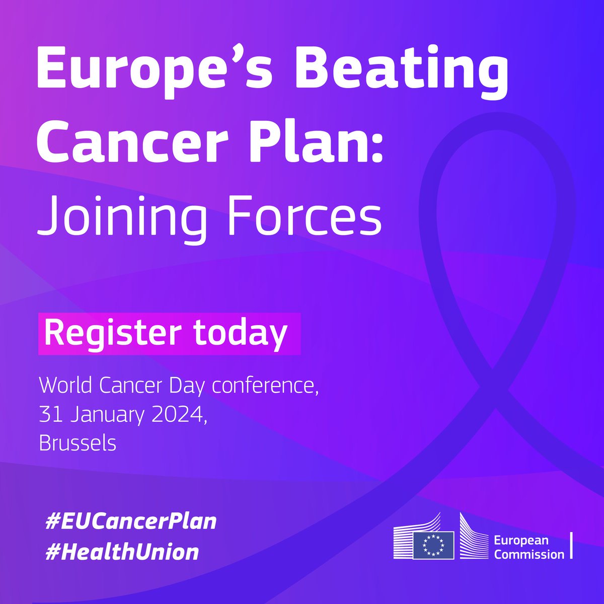 🌟 Join #MissionCancer at #EUCancerPlan's upcoming event 🎗️

Our Goal?

🔬Innovative research
👨‍👩‍👧 Focus on care, collaboration &amp; #ChildhoodCancer 
💪 Support for patients &amp; families

🗓️ Meet us at our stand on Jan. 31!
🔗 europa.eu/!vYhKh9

 #CancerResearch #WorldCancerDay