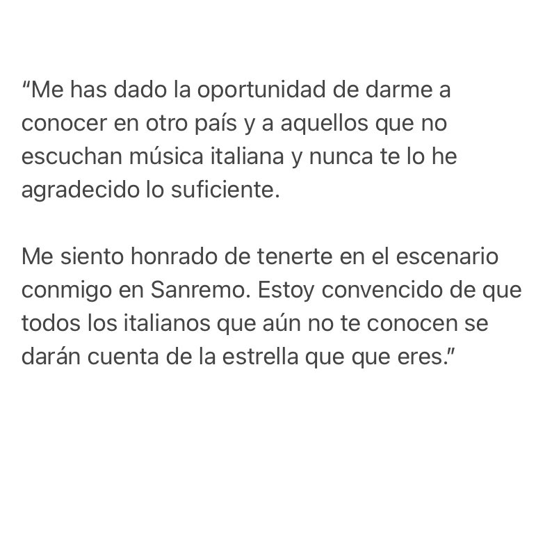 AitanaGlobal's tweet photo. Sangiovanni a Aitana mediante Stories tras el anuncio de su actuación de “Mariposas” en #SanRemo2024 https://t.co/oOl1mdDxKA