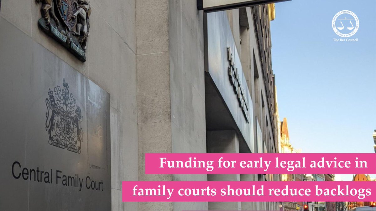 The Bar Council (@thebarcouncil) on Twitter photo "Private law cases, including child arrangements cases, currently take an average of 47 weeks to reach a final order – this is far too long in a child’s life," says Bar Chair Sam Townend KC welcoming <a href="/MoJGovUK/">Ministry of Justice</a>
announcement on early legal advice in #family barcouncil.org.uk/resource/fundi… "Private law cases, including child arrangements cases, currently take an average of 47 weeks to reach a final order – this is far too long in a child’s life," says Bar Chair Sam Townend KC welcoming <a href="/MoJGovUK/">Ministry of Justice</a>
announcement on early legal advice in #family barcouncil.org.uk/resource/fundi…