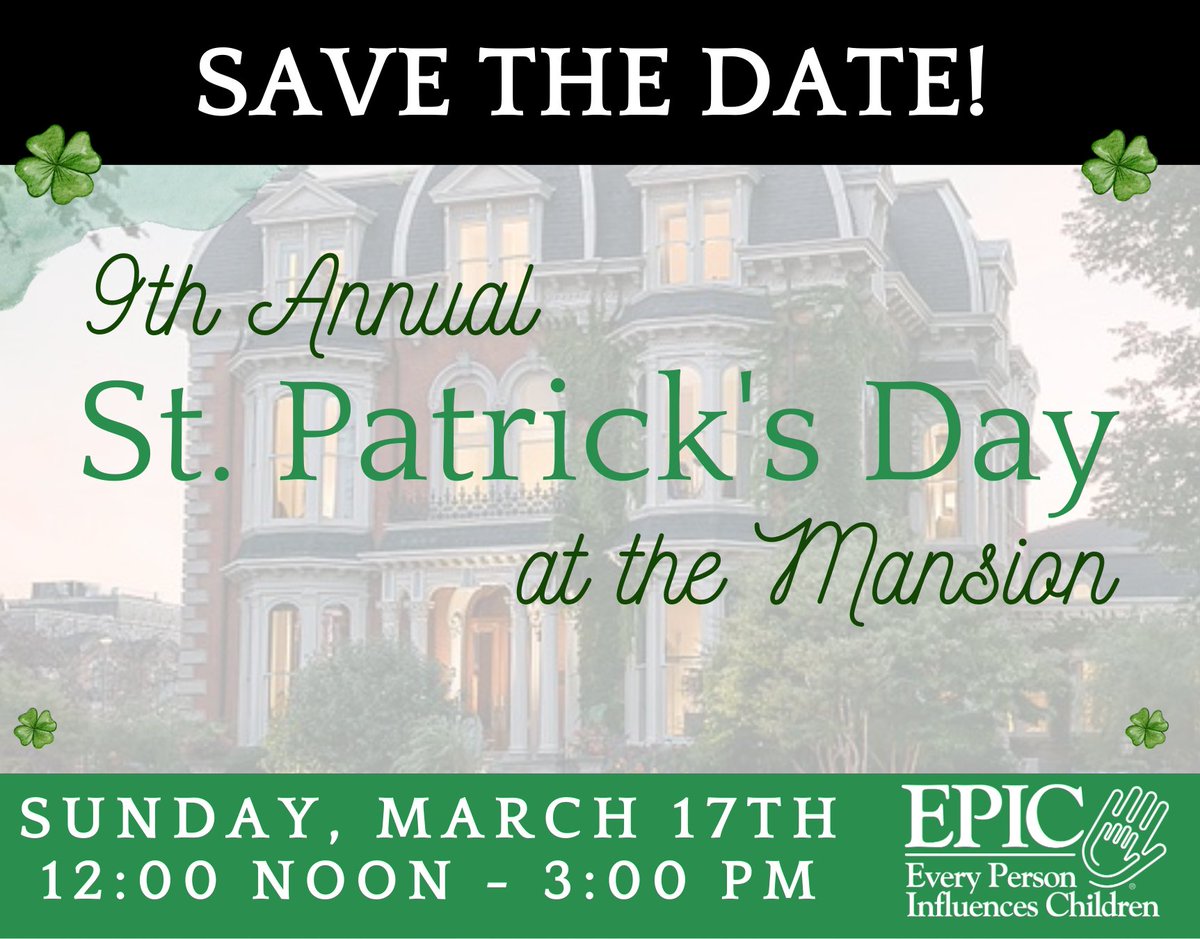 SAVE THE DATE! We are so excited to announce that will be returning to the The Mansion on Delaware Avenue  for our 9th annual St. Patrick's Day Celebration! Enjoy Buffalo’s famous St. Patrick’s Day Parade from the warmth and elegance of the Mansion! 
Ticket info coming soon!