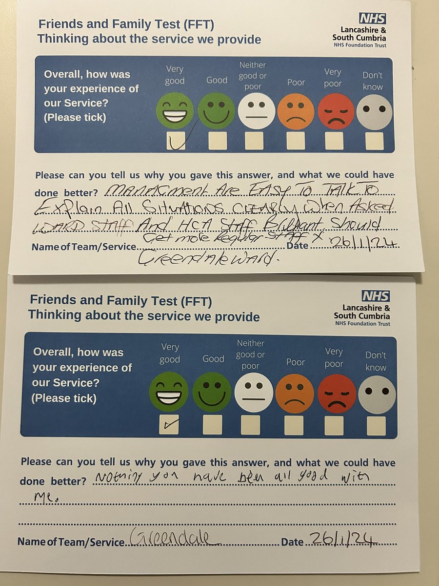 Can’t beat some positive FFT feedback! 
It’s always humbling to know we are making a difference! 
@wearewoodview @MeganCunliffe2 @amyybbond @WeAreLSCFT @filowe_