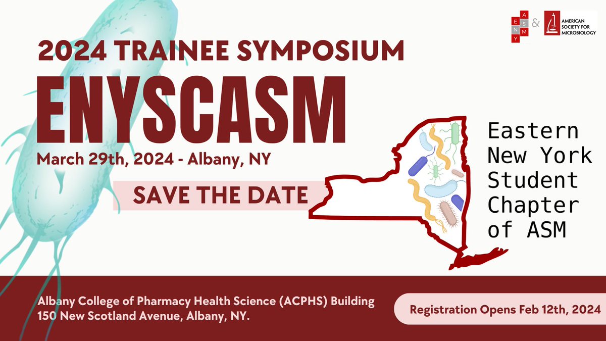 ACPHSMicro's tweet photo. THE ENYSCASM Meeting is quickly approaching! Make sure to mark your calendars for March 29th 2024! Registration will open in a few weeks time! https://t.co/BBbk0NCcD3