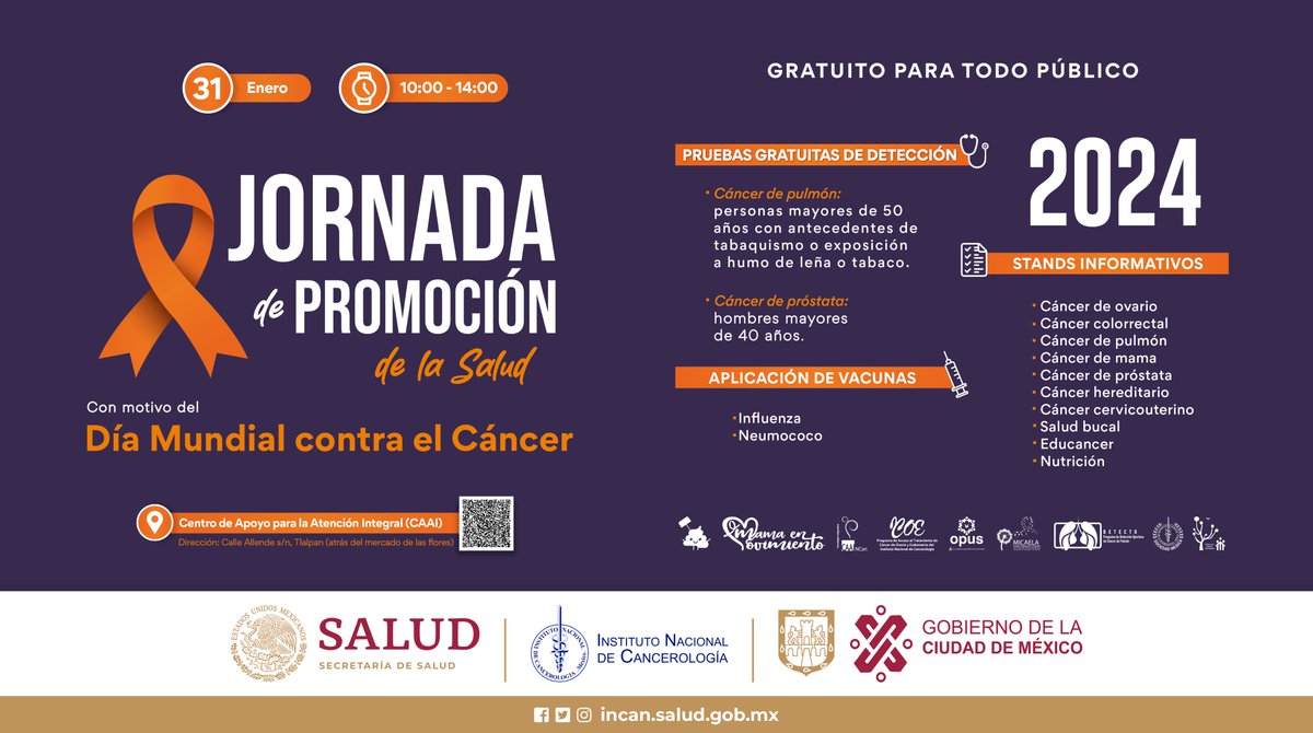 UFOT INCan (@utoracica) on Twitter photo Te esperamos este miércoles 31 de enero en la Jornada de Promoción de la Salud por el Día Mundial contra el Cáncer 2024, la Unidad Funcional de Oncología Torácica estará participando a través del programa <a href="/detectoincan/">Clínica Detecto INCan</a> Te esperamos este miércoles 31 de enero en la Jornada de Promoción de la Salud por el Día Mundial contra el Cáncer 2024, la Unidad Funcional de Oncología Torácica estará participando a través del programa <a href="/detectoincan/">Clínica Detecto INCan</a>