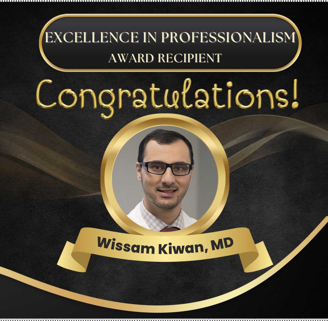 Congratulations 🎊 to the amazing Dr. Kiwan @KiwanGIDoc on being awarded “The Excellence In Professionalism” award 🥇 🏆 Your dedication to your work, trainees, patients and colleagues is truly admirable! 👏 👏
