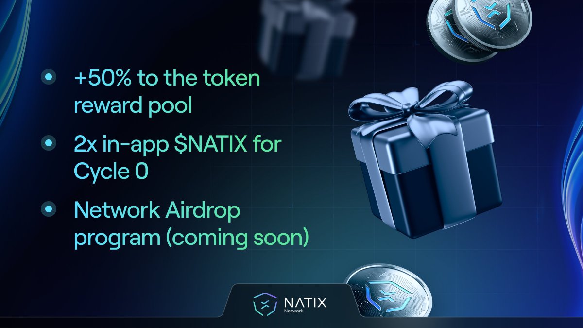 Thank you, NATIX Community 🙌

We've heard your feedback, value your support, and have a few announcements:

TL;DR 📔

+50% to the token reward pool
2x in-app $NATIX for Cycle 0
New network Airdrop program (coming soon)