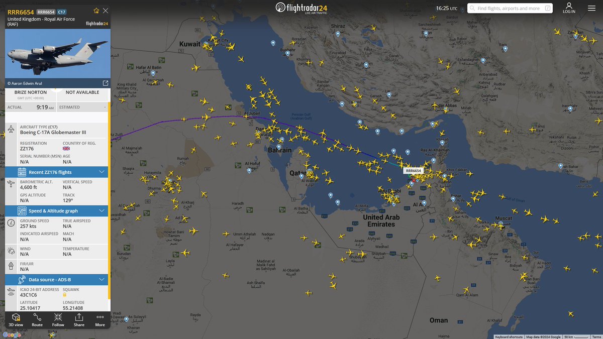 Jan. 27, 2024
#RAF Brize Norton #Al Minhad Air Base, Dubai 

#RRR6654 #43C1C6 RAF C-17A Globemaster III