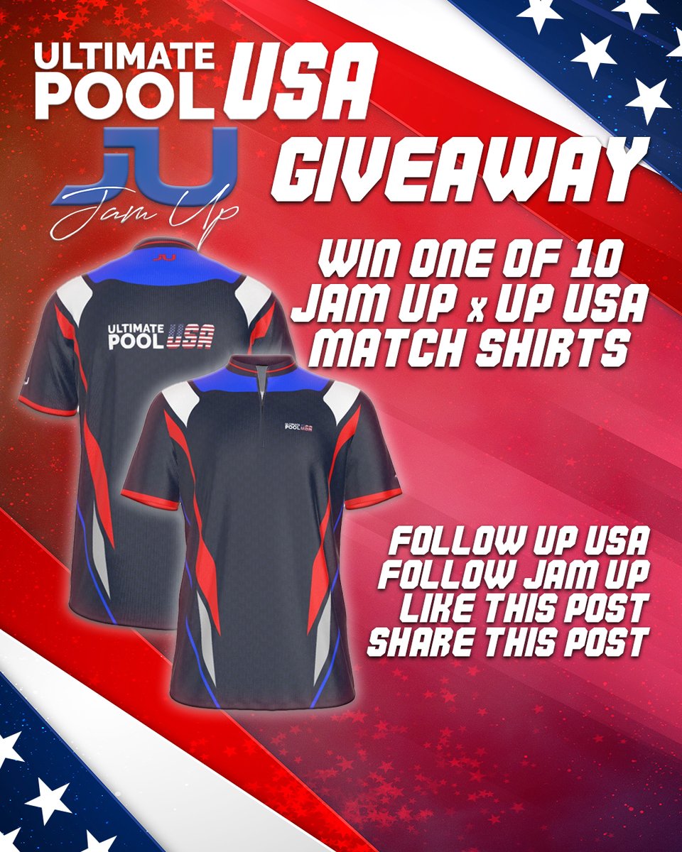 𝙐𝙡𝙩𝙞𝙢𝙖𝙩𝙚 𝙋𝙤𝙤𝙡 𝙐𝙎𝘼 & 𝙅𝙖𝙢 𝙐𝙥 𝙂𝙞𝙫𝙚𝙖𝙬𝙖𝙮 Win one of 10 Jam Up Apparel match shirts. ✅ Follow UP USA ✅ Follow Jam Up ✅ Like This Post ✅ Share This Post *Winner must be based in the USA. #UltimatePool #8ball #8ballpool #pool #billiards