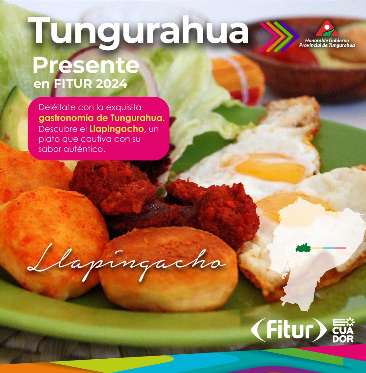 GobTungurahua's tweet photo. #Fitur2024 ||🍳Presentamos el sabor auténtico de Tungurahua en la @fitur_madrid!
🥔Nuestro exquisito #Llapingacho, reconocido como el segundo mejor plato de papa del mundo por @Tasteat cautiva a turistas de todos los países en la vitrina más grande del turismo iberoamericano. https://t.co/PFqTQhYBAU
