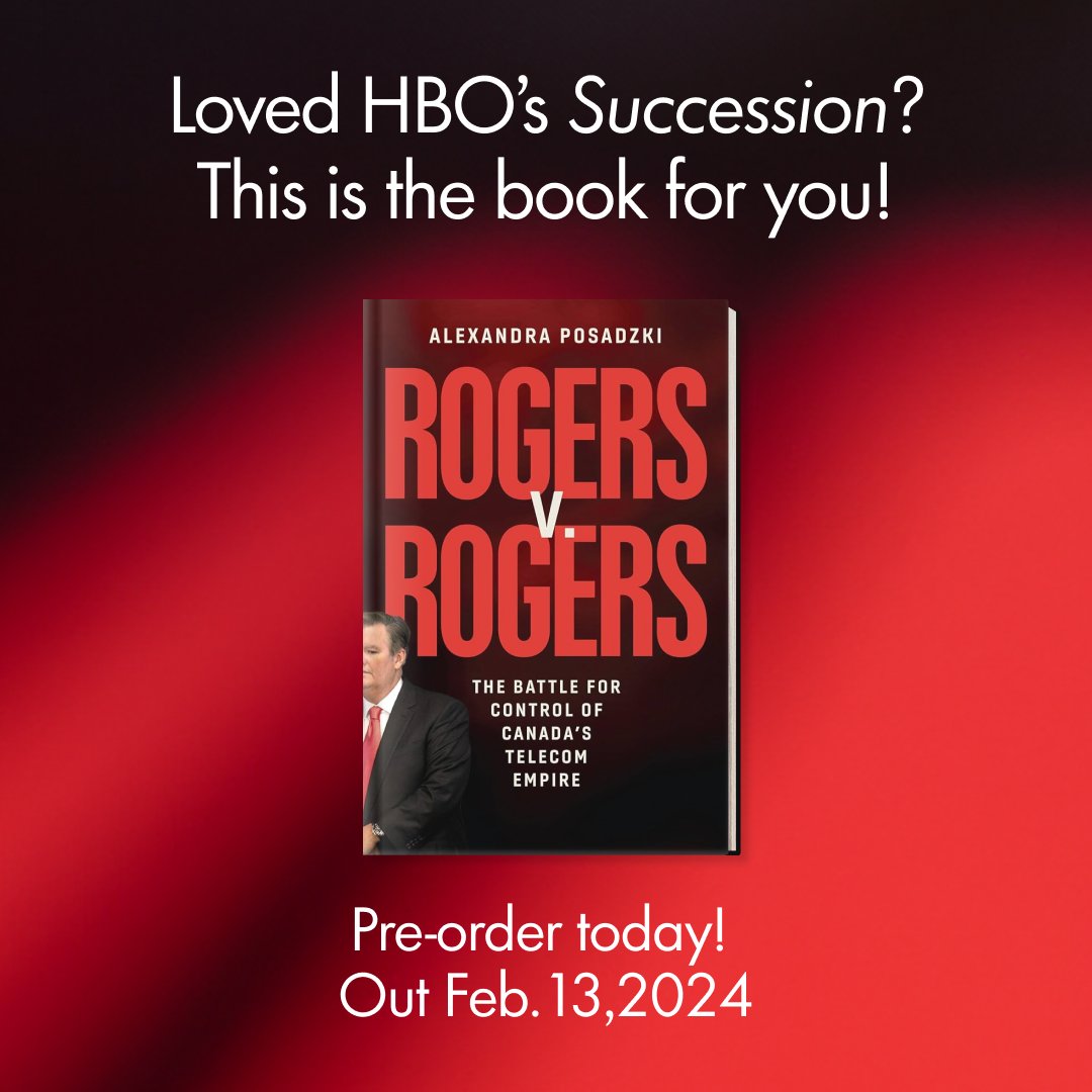 Indigo (@chaptersindigo) on Twitter photo Loved #HBOSuccession? Pre-order your copy of #RogersvRogers, the  real-life scandal, drama and you-have-to-read-it-to-believe-it  fight for control of Canada’s largest Telecom company. Written by <a href="/globebusiness/">Report on Business</a> reporter <a href="/alexposadzki/">Alexandra Posadzki</a> ow.ly/Ov7M50QuSGk #BookTwitter Loved #HBOSuccession? Pre-order your copy of #RogersvRogers, the  real-life scandal, drama and you-have-to-read-it-to-believe-it  fight for control of Canada’s largest Telecom company. Written by <a href="/globebusiness/">Report on Business</a> reporter <a href="/alexposadzki/">Alexandra Posadzki</a> ow.ly/Ov7M50QuSGk #BookTwitter
