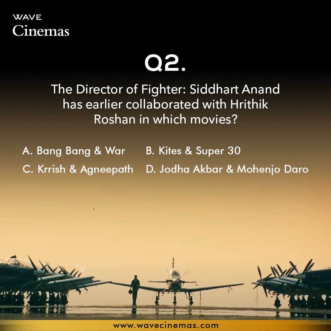 Wave_Cinemas's tweet photo. Here’s the First Question of #FighterContest

Post your answer in comments tagging your 3 friends using hashtags :
#FighterContest #WaveCinemas and #Fighter

Participate now and win movie tickets.
#contestalert https://t.co/5NeuRNh7qK