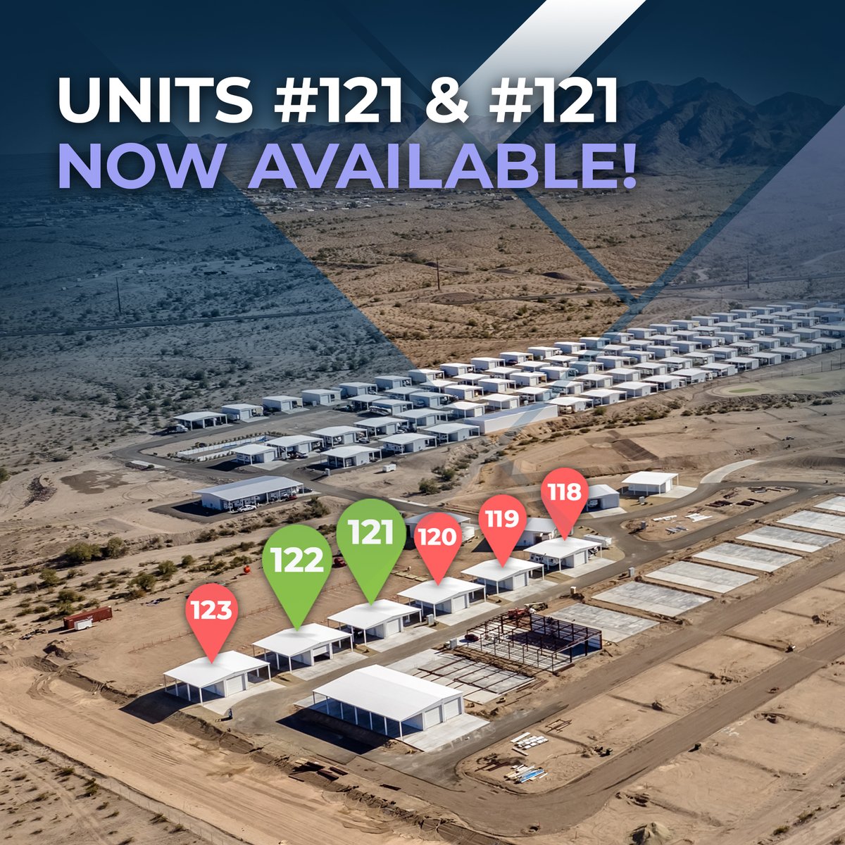 Riverbound Phase ll Units #121 and #122 are waiting for you and yours. Both are move in ready right now. Build your Dream Man-Cave or She-Shed today! Call APX Real Estate Group for a VIP tour today. (928) 298-3656 RiverboundCustomStorage.com #rvlife #rvliving #mancave #sheshed