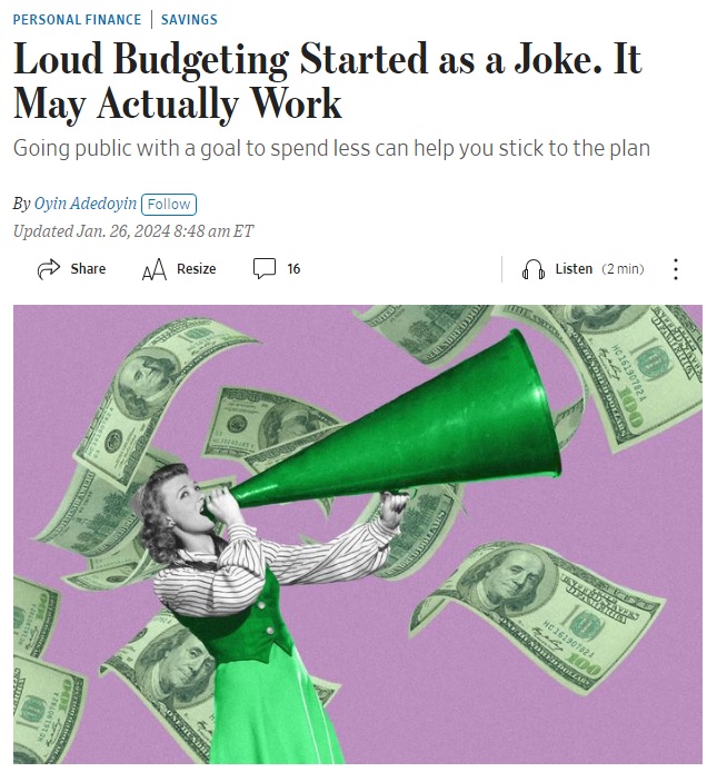 I had fun talking with @oyinadedoyin5 about 'loud budgeting' for her WSJ article! I think if I ever budgeted, I would probably be loud about it. It's good to be loud about rare things 📣 wsj.com/personal-finan…