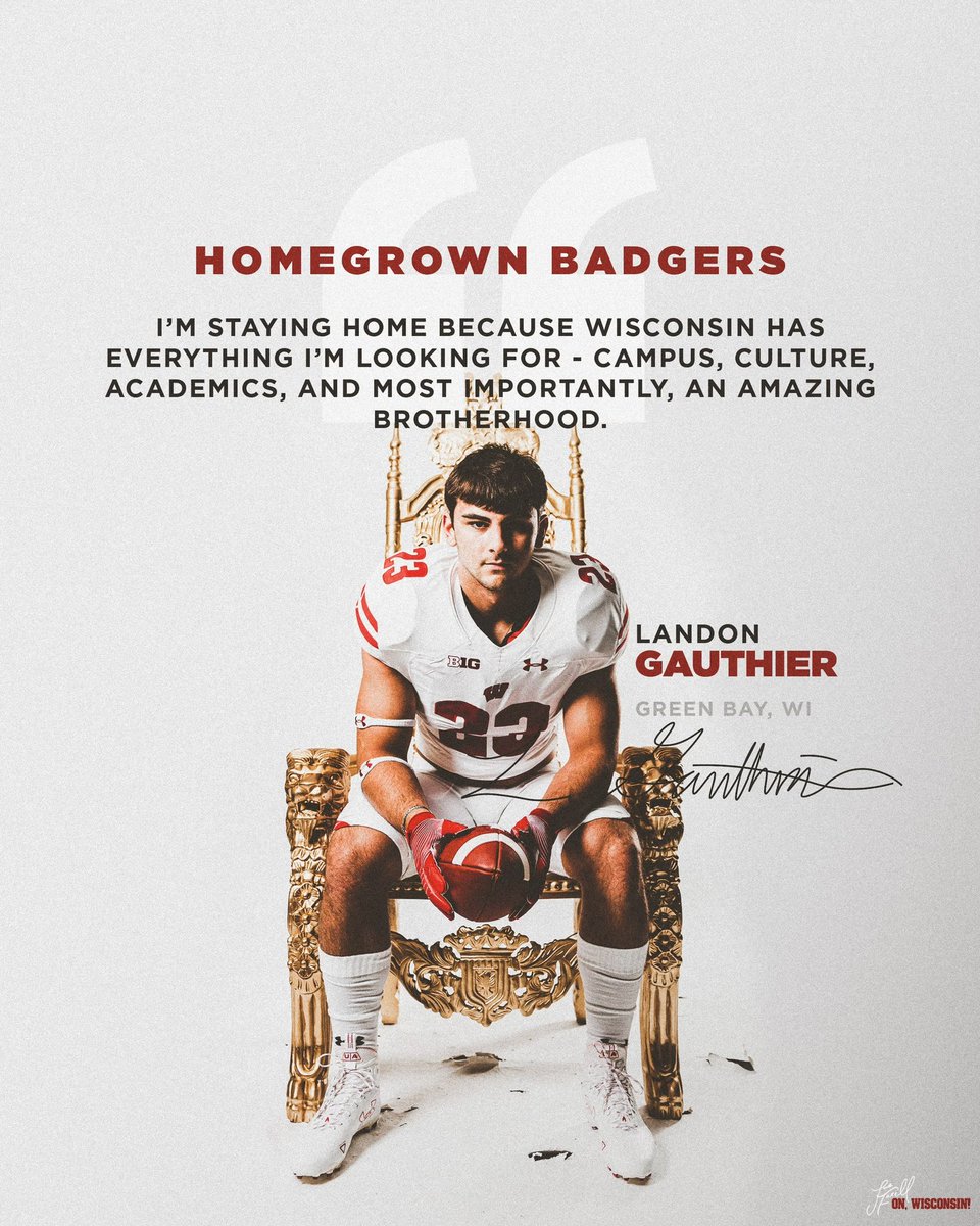 #HomegrownBadger
#WisconsinBlitz 
<a href="/BadgerFootball/">Wisconsin Football</a>