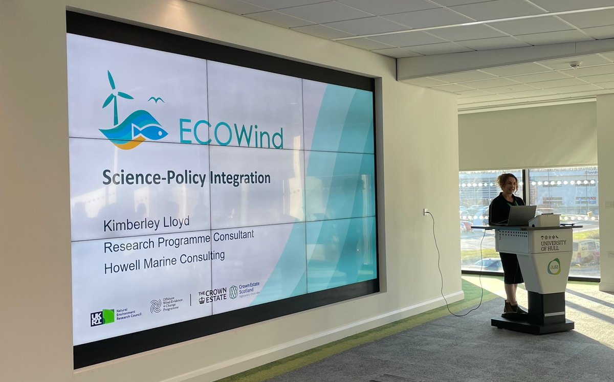 How does the #ECOWind programme work to better integrate #science and #policy? 

Kimberley Lloyd, one of our @HowellMarineCo ECOWind champions, presented on this very question at the #AuraCDT #OffshoreWind conference (@_aurainnovation) last week. (1/2)