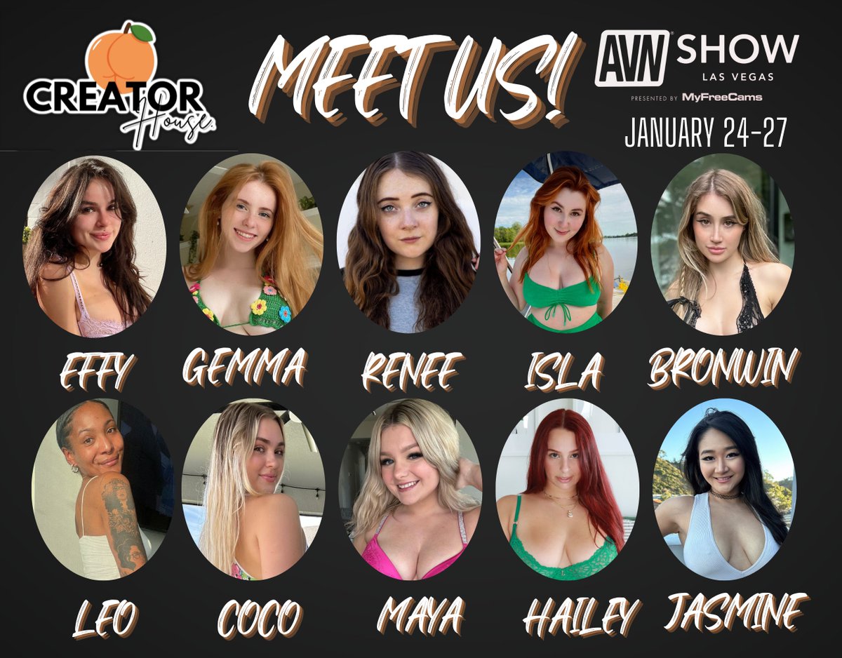 🚨TWO DAYS LEFT! 🚨 There's still time to come meet our amazing Creator House lineup at the AVN Expo in Las Vegas! @red_headwinter @effysthrowaway @squirtabl3 @islamoon98 @bronwin1231 @msleolondon @coco_komaa @pryceisrightx @haileywingit @hijasmineteaa