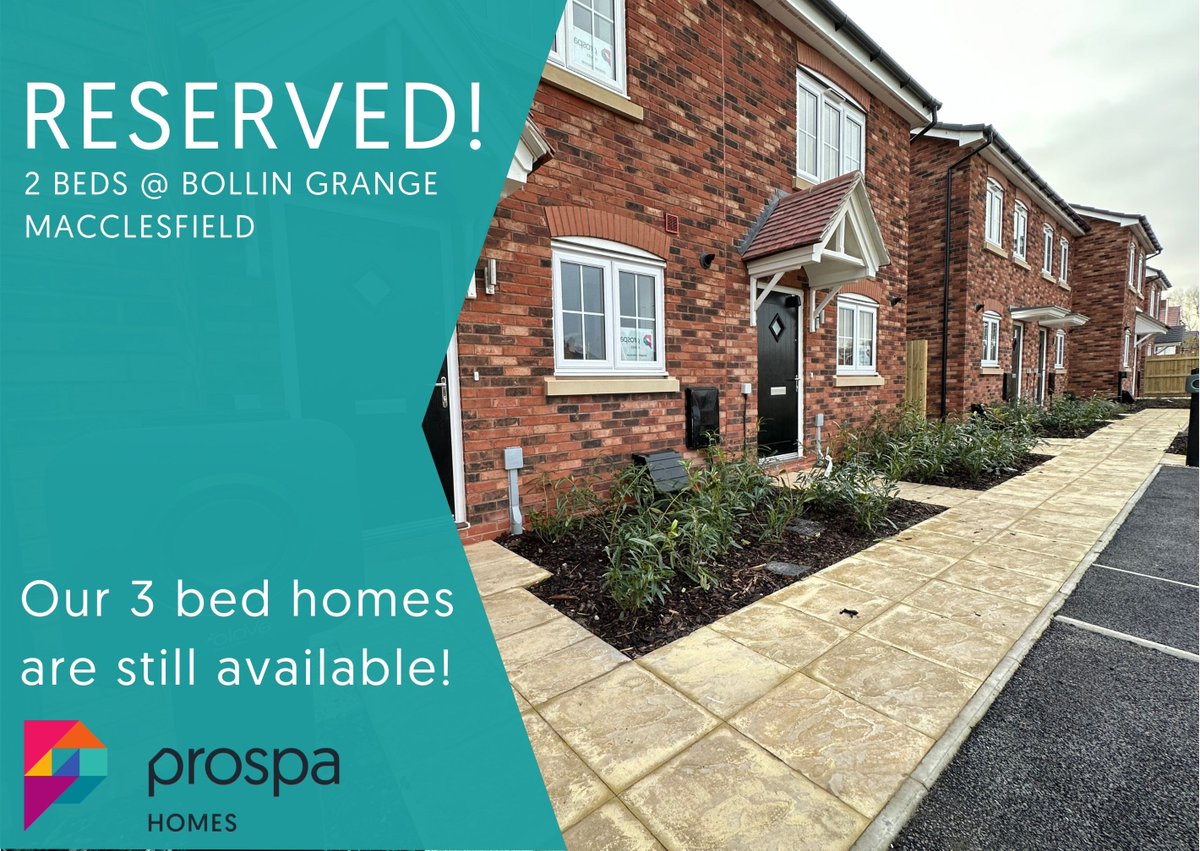 @prospahomes (@prospahomes) on Twitter photo Well this is definitely a happy Friday!
Our 2-bed homes at Bollin Grange are reserved! We still have some 3-bed homes available, contact us to arrange a viewing
📱 01606 813319
💻 sales@prospahomes.co.uk
#CheshireHomes #Macclesfield #SharedOwnership #NewBuild Well this is definitely a happy Friday!
Our 2-bed homes at Bollin Grange are reserved! We still have some 3-bed homes available, contact us to arrange a viewing
📱 01606 813319
💻 sales@prospahomes.co.uk
#CheshireHomes #Macclesfield #SharedOwnership #NewBuild