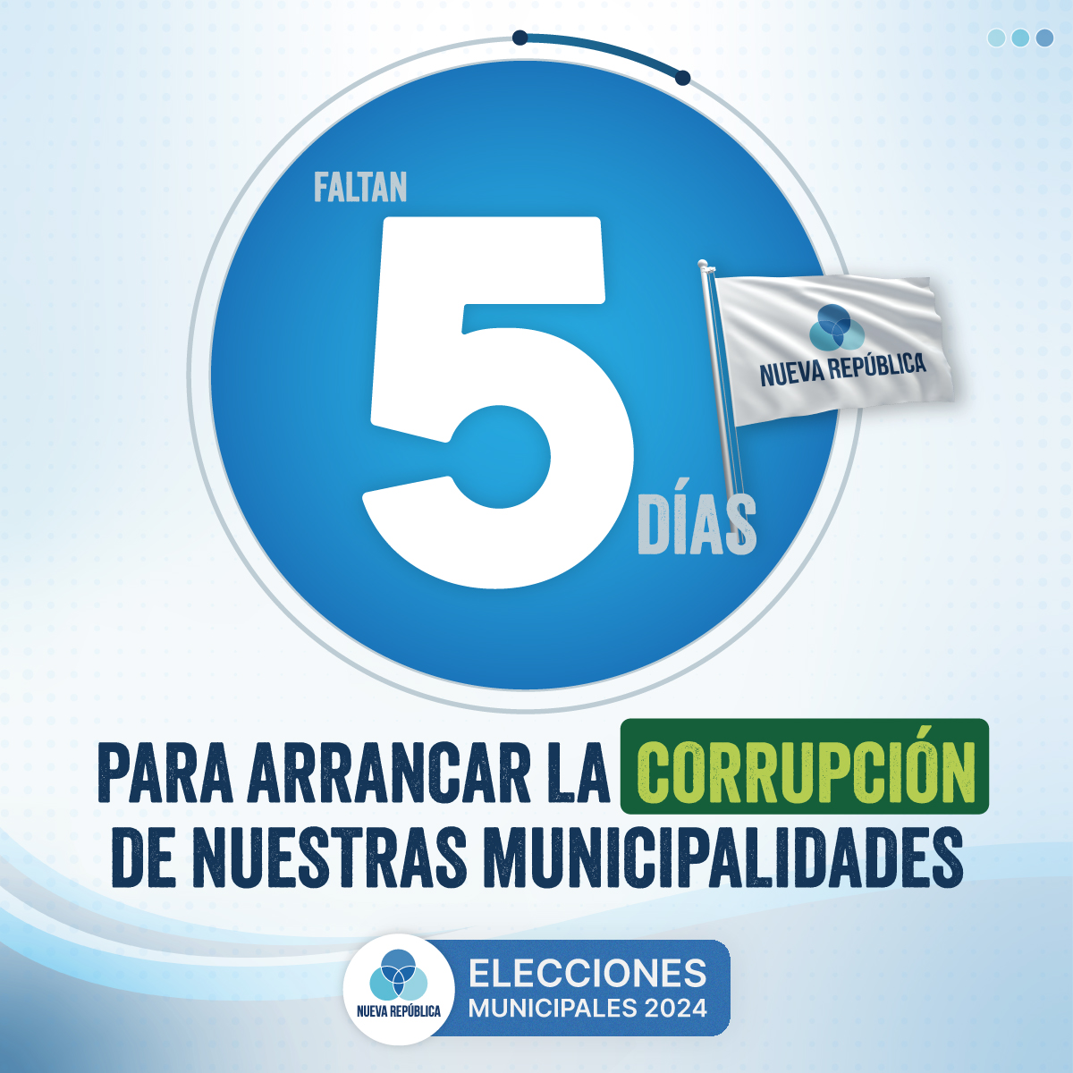 ¡La cuenta regresiva está llegando a su fin!⌛ En 5 días, votá por nuestros candidatos y sé parte del movimiento que impulsará un cambio significativo contra la corrupción en tu cantón. ¡Juntos haremos avanzar a Costa Rica hacia un futuro más brillante!🇨🇷 #NuevaRepública #EM24