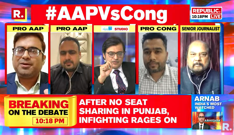 republic's tweet photo. #AAPVsCong | Everyone knows INDI Alliance is losing time. In the last meeting, it was clearly said that opposition needs a leader. Rather than going on a Nyay Yatra, we should have discussed seats now: Akashdeep Muni (@akashmuni01), Political Analyst
Tune in for The Debate and fire in your views- https://t.co/3ODDwmE9If
#Bihar #NitishKumar #INDIAlliance #BJP #AAP #Congress #MamataBanerjee #Arnab #ArnabGoswami