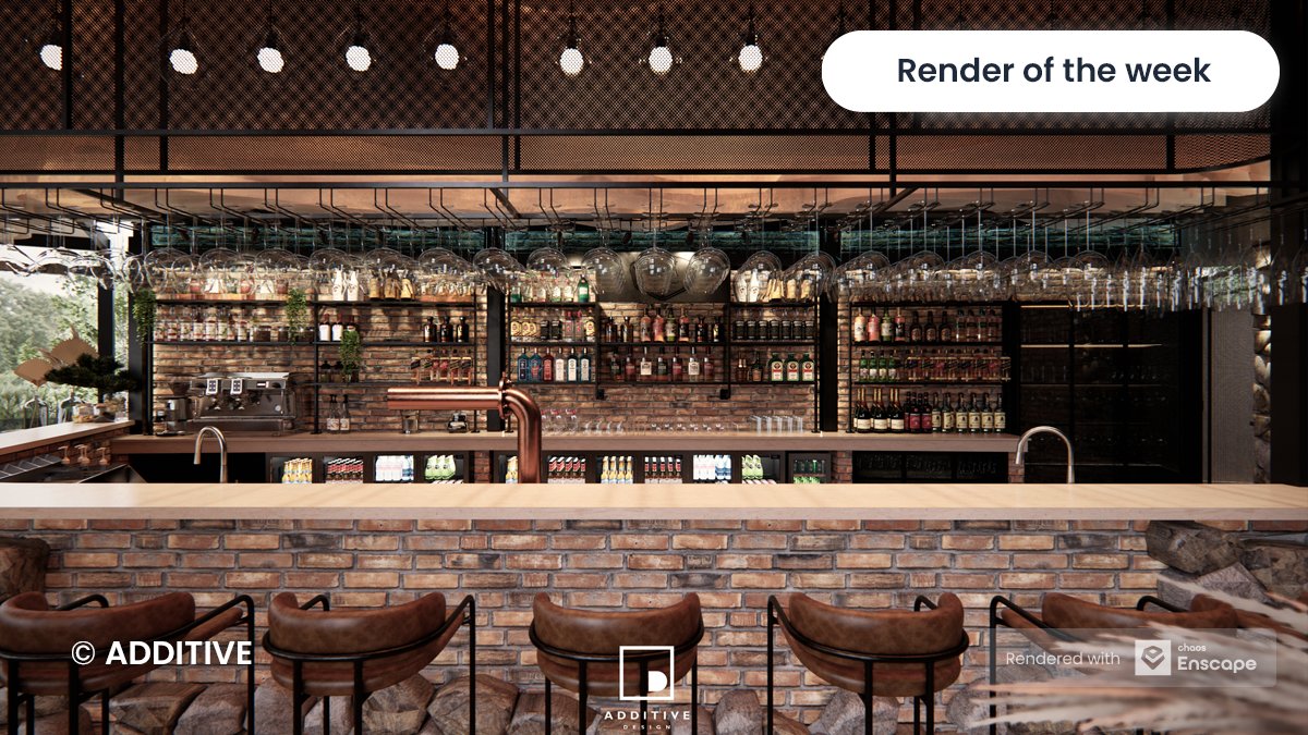 Join us for a drink at this rustic and charming bar 🍹✨ Designed by forum user ADDITIVE, this stunning creation has earned our latest #RenderOfTheWeek title! Cheers to their expertise in crafting captivating commercial spaces. Bravo!