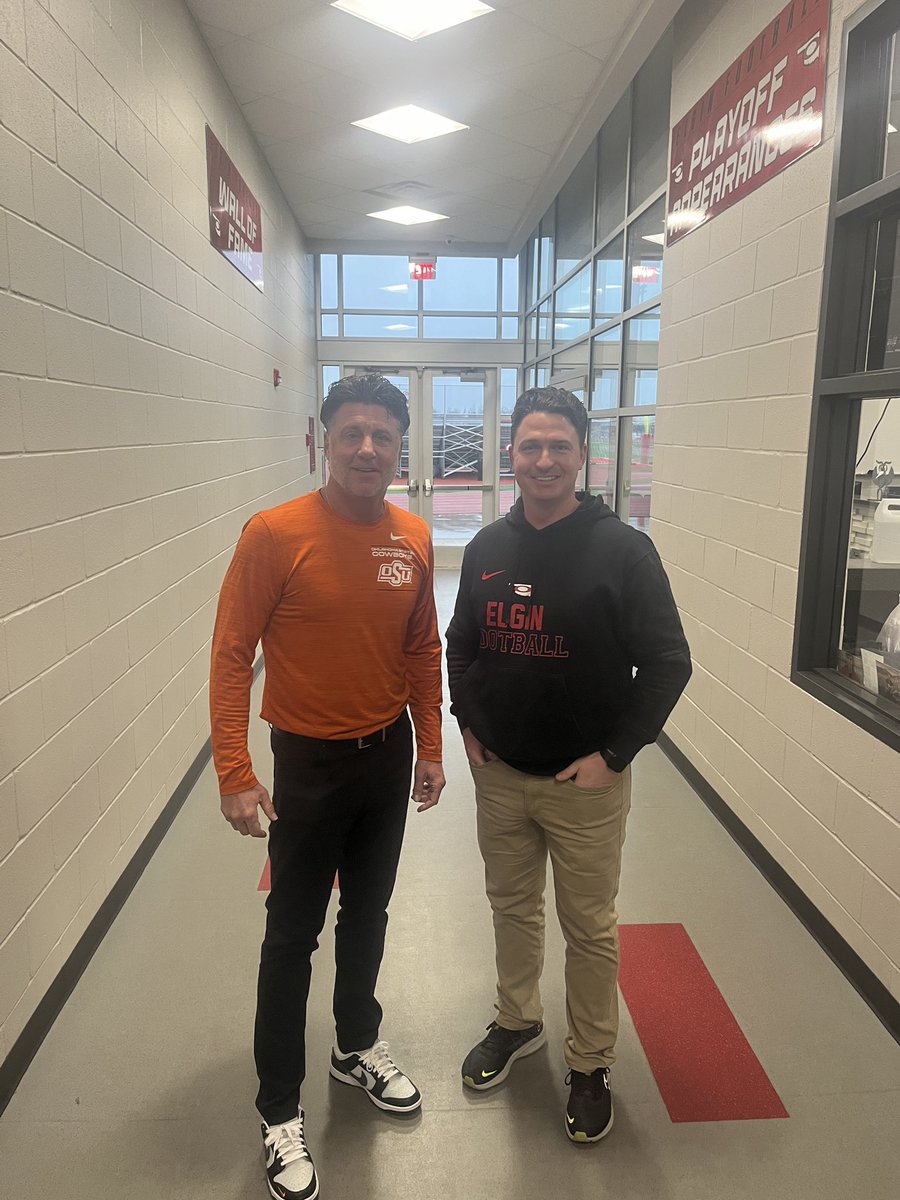 Coach <a href="/CoachGundy/">Mike Gundy</a> in recruiting the owls today!