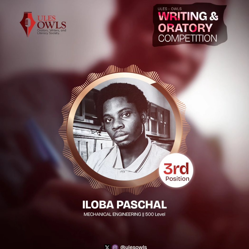 ulesowls's tweet photo. ULES OWLS 🦉assemble💫💫
The long wait is finally over! After carefully going through all the entries we received in our writing/ oratory contest, these three defied the odds and emerged with the best entries!
Congratulations to our winners🥳🥳🎉
#writingcontest #oratorycontest https://t.co/ZenDRdJrHn