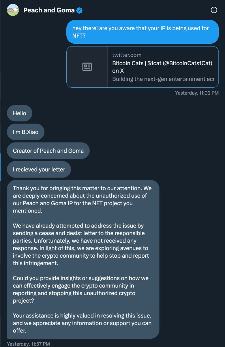 Just gonna leave this here. As a small artist myself, spreading awareness is the least I can do.

<a href="/BitcoinCats1Cat/">Bitcoin Cats</a>  vs <a href="/PeachLovesGoma/">Peach and Goma</a> 

meow.