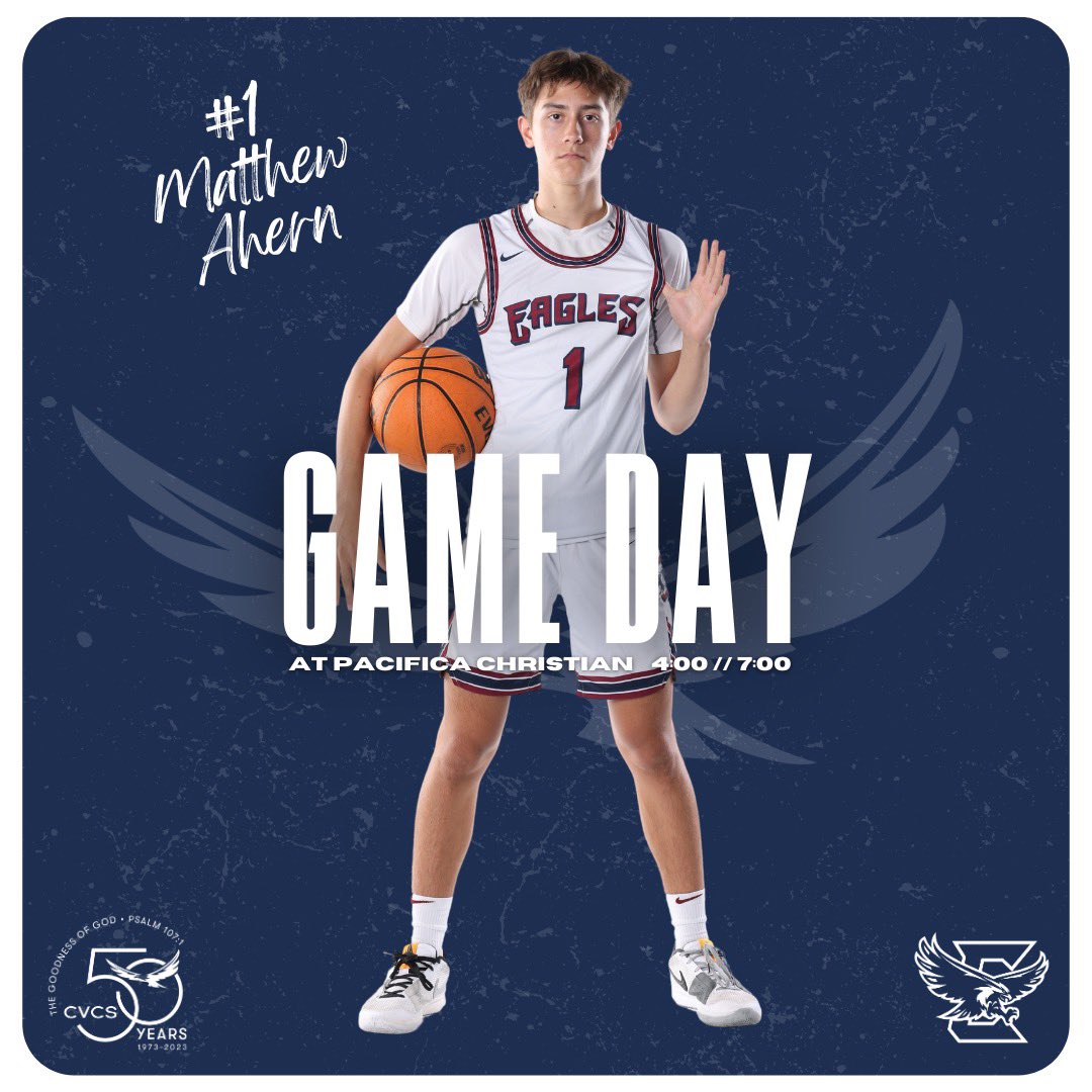 🏀 GAME DAY 🏀 🦅🦅🦅 🏀 at Pacifica Christian 🏀 JV - 4:00 // V - 7:00 🏀 Pacifica Christian 🦅🦅🦅 @CoachBahnsen @cvcseagles