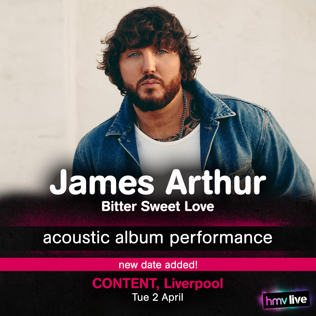 JUST ANNOUNCED! @JamesArthur23 wants to keep the 𝗕𝗶𝘁𝘁𝗲𝗿 𝗦𝘄𝗲𝗲𝘁 𝗟𝗼𝘃𝗲 party going and will be hosting another acoustic album performance, this time at @CONTENTliv in April! Album + eTicket bundles are on sale NOW!! Pre-order here: ow.ly/oLgG50QpbsI #hmvLive