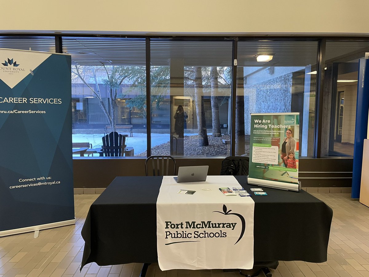 I am at Mount Royal University this morning. If you are an MRU Education student stop by to see me for info on opportunities with Fort McMurray Public Schools. I’m at Main Street level 1, by Tim Hortons. @FMPSD @MountRoyalU