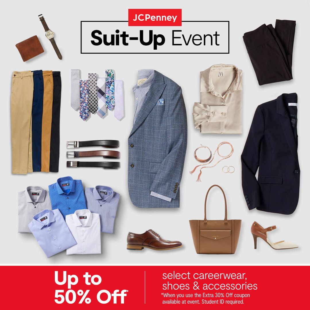 The JCPenney Suit-Up Event is happening IN-PERSON on September 16th from 11am-2pm at The Florida Mall! 🎉

Click the link in bio to register!📱