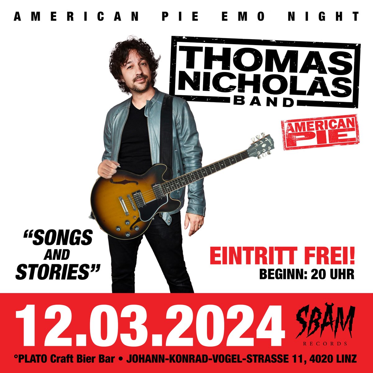 Thomas Nicholas – the dude from American Pie is coming to Linz, Austria! And he’s doing an acoustic set & tells stories about the movie we all loved. The show is FOR FREE! Let’s have some fun and probably – nah of course, getting drunk!🤘 #thomasnicholas #americanpie #sbam