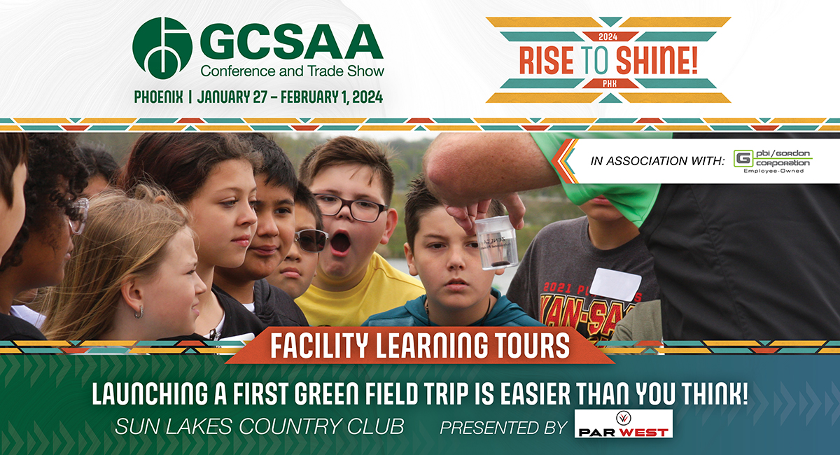 GCSAAConference's tweet photo. A few slots remaining on what's sure to be a fun #GCSAAConference Facility Learning Tour: "Launching a First Green Field Trip is Easier Than You Think!" presented in partnership with @ParWestTurf and in association with @PBIGordonTurf. Sign up now: https://t.co/rWKhO0quNx https://t.co/PJN0X0ePQO