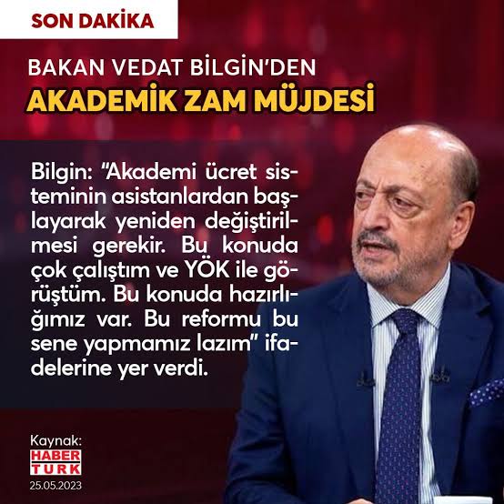 Sayın @isikhanvedat,  sizin de daha iyi bileceğiniz gibi, devlette devamlılık esastır. Sizden önceki sayın bakan @vedatbilgn'in, yani sizin bize
#AkademikZamSözünüzVar
#akademikzam
#yoksulluksınırıX2