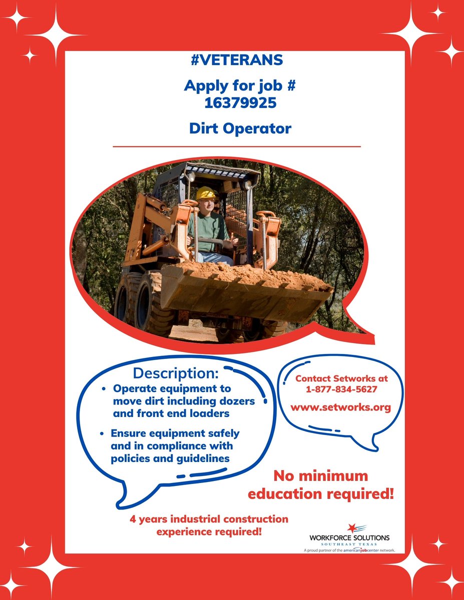 #VETERANS Apply for job #16379925. Contact SETWORKS at 1-877-834-5627 or setworks.org for assistance!