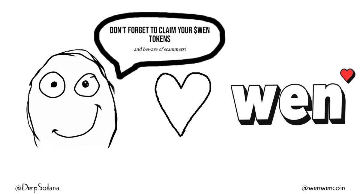 DerpSolana's tweet photo. Big shoutout to @wenwencoin, @JupiterExchange, and @weremeow for the incredible success of the $WEN launch on Solana! Your efforts on the Solana blockchain are helping to create a promising future.

Remember, always verify official websites before diving into airdrop claims.

DERP❤️WEN

#solana #sol #wen $wen #derp