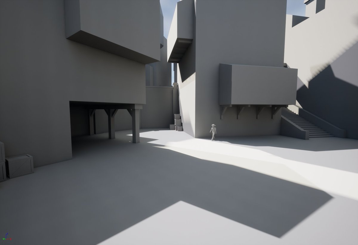 NocturnalLahont's tweet image. Sharpening my skills in Unreal with a Thief/Dishonored inspired layout

#LevelDesign #UE5 #Taffer