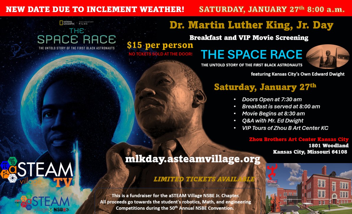 Last chance to purchase tickets. Ticket sales end at 6 pm today.

mlkday.asteamvillage.org