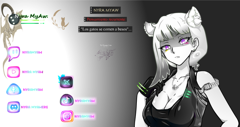 Gracias a los que se pasaron el día en que Nyra reveló su pngtuber. Solo decir que me dio mucho gusto poder hacer su diseño de avatar, es de mis preferidos por mucho. En algún momento me gustaría hacer más. Ya habrá noticias de eso. twitch.tv/nyramyaw