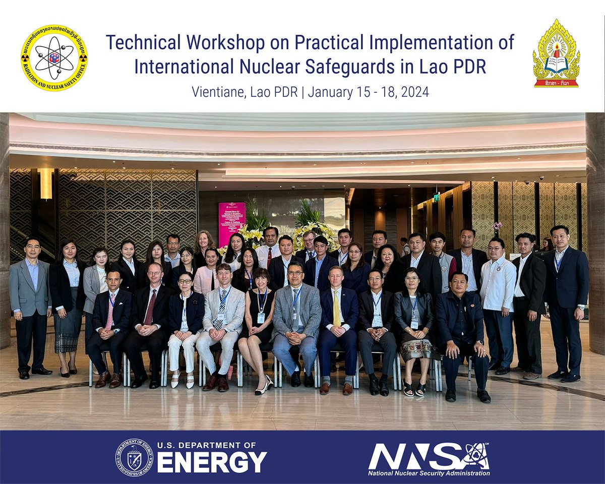 #NNSA conducted a workshop in Laos on nuclear safeguards with experts from @DG_ASNO, @vertic_org, Vietnam, and @IAEAorg. Laotian participants discussed practical implementation questions with the U.S.-led team. 🇺🇸-🇱🇦