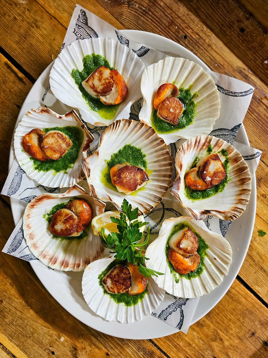 Hand dived Orkney Isle scallops, served in the shell with a fresh herb &amp; garlic butter - simply delicious and hard to beat! 💫

#scallops #garlicbutter #thescallopshell
